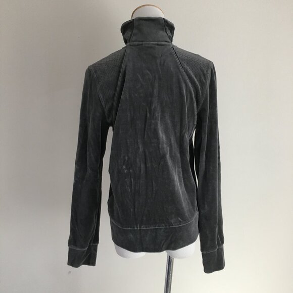 NIKE Long Sleeve Gray Velvet/Velour Perforation Detail Collared Track Jacket - Picture 10 of 13